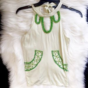 MNG light green beaded cut out top XXS womans